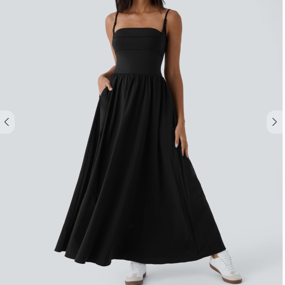 Halara – Breezeful™ Flowy Flare Maxi Quick-Dry Casual Slip Dress (Black). NWT.